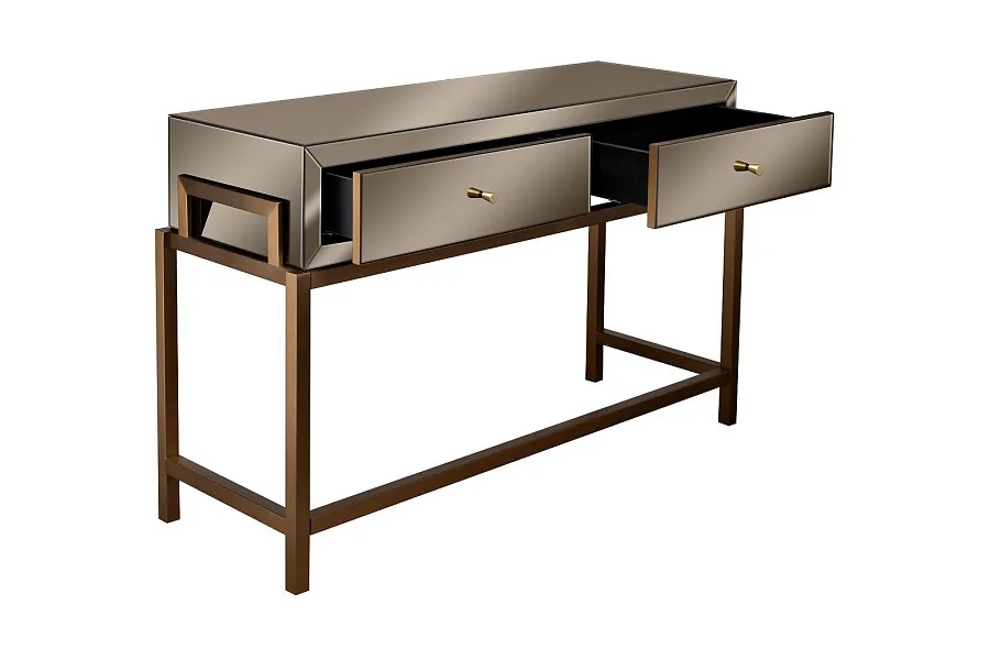 Купить KFG210 Консоль 2 ящика зеркало бронза/золото 120*42*76 см по цене 123 200  руб.