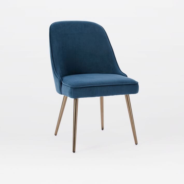 Купить Дизайнерский стул мягкий Mid-Century Gold Blue по цене 24 640  руб.