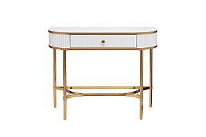 KFG166 Консоль с 1 ящиком белая/металл золото 100*40*78см