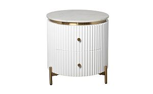Купить  77IP-GD009-TUMB/1 Тумбочка 2 ящика с мраморной столешницей d51*55см по цене 86 800 руб.