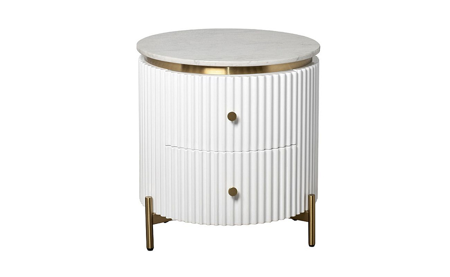 77IP-GD009-TUMB/1 Тумбочка 2 ящика с мраморной столешницей d51*55см купить по цене 75 200 ₽