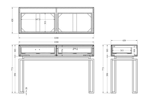 KFG070 Консоль 2 ящика белая/золото 120*42*77см купить по цене 99 600 руб.