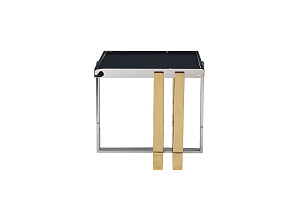47ED-20920 Стол журнальный черн.стекло/хром+золото 55*55*55см