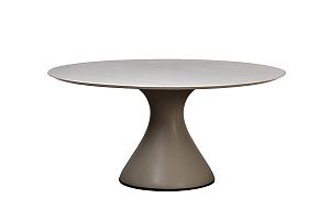 Купить  160KD-60090 Стол обеденный, мрамор Volakas, экокожа бежевая d160*75см по цене 350 880 руб.