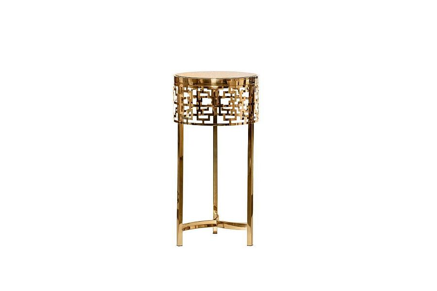13RXFS5080L-GOLD Стол приставной стекло коричн./золото d35*70см купить по цене 27 600 ₽