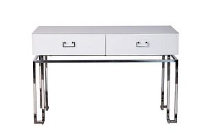 KFG070-NI Консоль 2 ящика белая/хром  120*42*77см