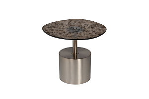 57EL-10853 Стол приставной, стекло рельефное тонированное d 52*50*45см