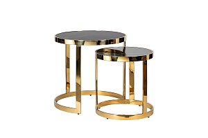 47ED-ET081S-GOLD Столы (наб 2шт) стекло чер.мрам/зол d60*60/d46*50 купить по цене 50&nbsp;260  руб.