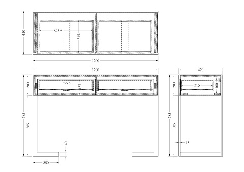 KFG103 Консоль 2 ящика белая/хром  120*42*79см купить по цене 54 600 руб.