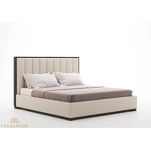 Кровать мягкая двуспальная Модена Вертикал с декором из бука